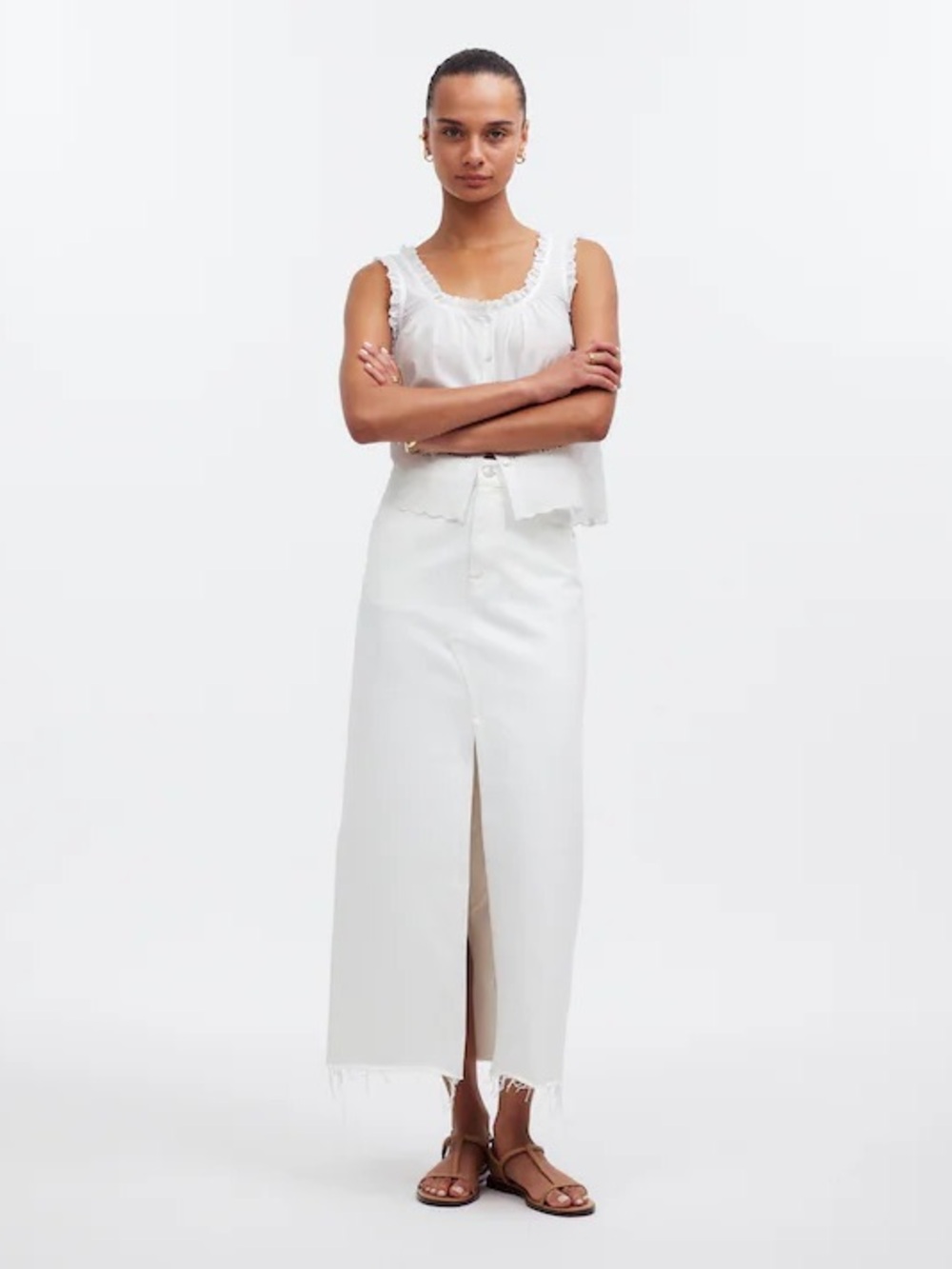 Madewell The Rilee Denim Midi Skirt